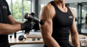 Pistol de masaj cu percutie pentru relaxare profunda si recuperare rapida dupa efort fizic