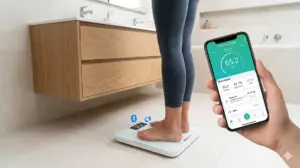 Cantar smart conectat la telefon pentru analiza detaliata a masei musculare si grasimii corporale