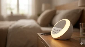 Gadgeturi Somn & Relaxare.Aparat de zgomot alb cu lumină ambientală caldă.