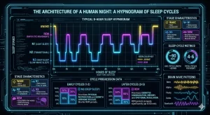 Diagramă a etapelor de somn monitorizate digital.