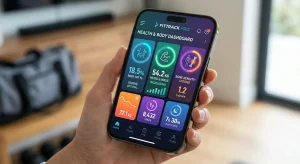 Aplicație de monitorizare a compoziției corporale pe smartphone.