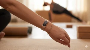 Fitness tracker compact pentru monitorizarea activității zilnice.